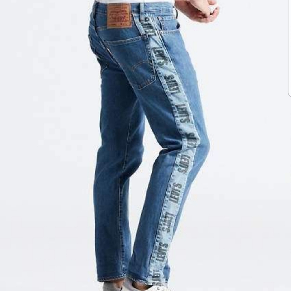 Levi's Big Boy Blue Jeans High Ball Roll Big E Premium Denin Logo Stripe 502 16
